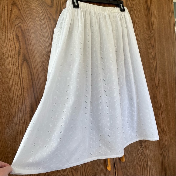 Vintage Judy Bond White Eyelet Gathered Waist Skirt Size 16 Made in the USA - Picture 3 of 9